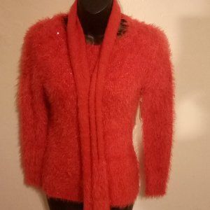 Jk J. Khaki Girls Sequin Fluffy Sweater/ Scarf SZ S~ CAN FIT WOMEN SZ 0,1,2~NWT